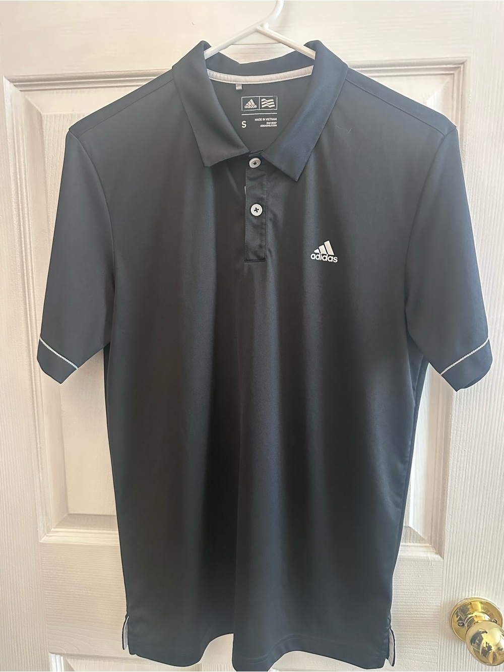 adidas Men’s Black Polo with White Logo Accent Size Small